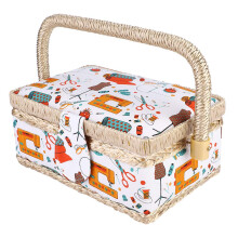 Sewing Box Storage Box Craft Needles Thread Storage Container Desk Organiser for Daily Use, Fabric Sewing Receipt Basket