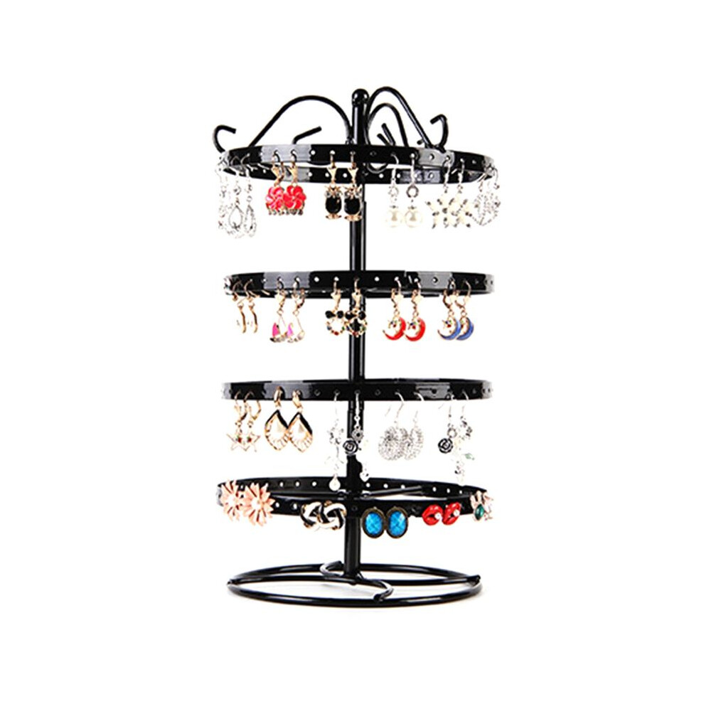 Wrought Iron Four-Story Rotating Jewelry Rack Jewelry Rack Earring Earring Bracelet Display Rack Black 6131641801702
