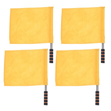 Sport referee flags 4 pieces yellow linesman flags hand flag athletics sports flag with stainless steel pole for footballvolleyball match