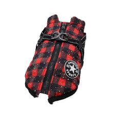 (S, Grid) Waterproof Large Dog Winter Jacket Built-in Harness for Warmth & Comfort