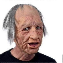 (C) Christmas Full Head Latex Mask for Adults 62cm Head Circumference Breathable Comfortable with Movable Mouth