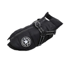 (2XL, Black) Waterproof Large Dog Winter Jacket Built-in Harness for Warmth & Comfort