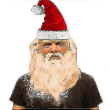 (B) Christmas Full Head Latex Mask for Adults 62cm Head Circumference Breathable Comfortable with Movable Mouth