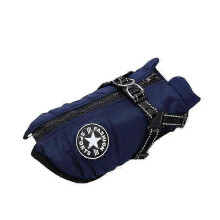(2XL, Blue) Waterproof Large Dog Winter Jacket Built-in Harness for Warmth & Comfort