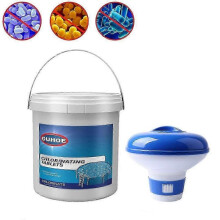 (300pcs with doser) 300pcs Chlorine Tablets Cleaning Tablet Chemical Floating Swimming Pool Hot Tub