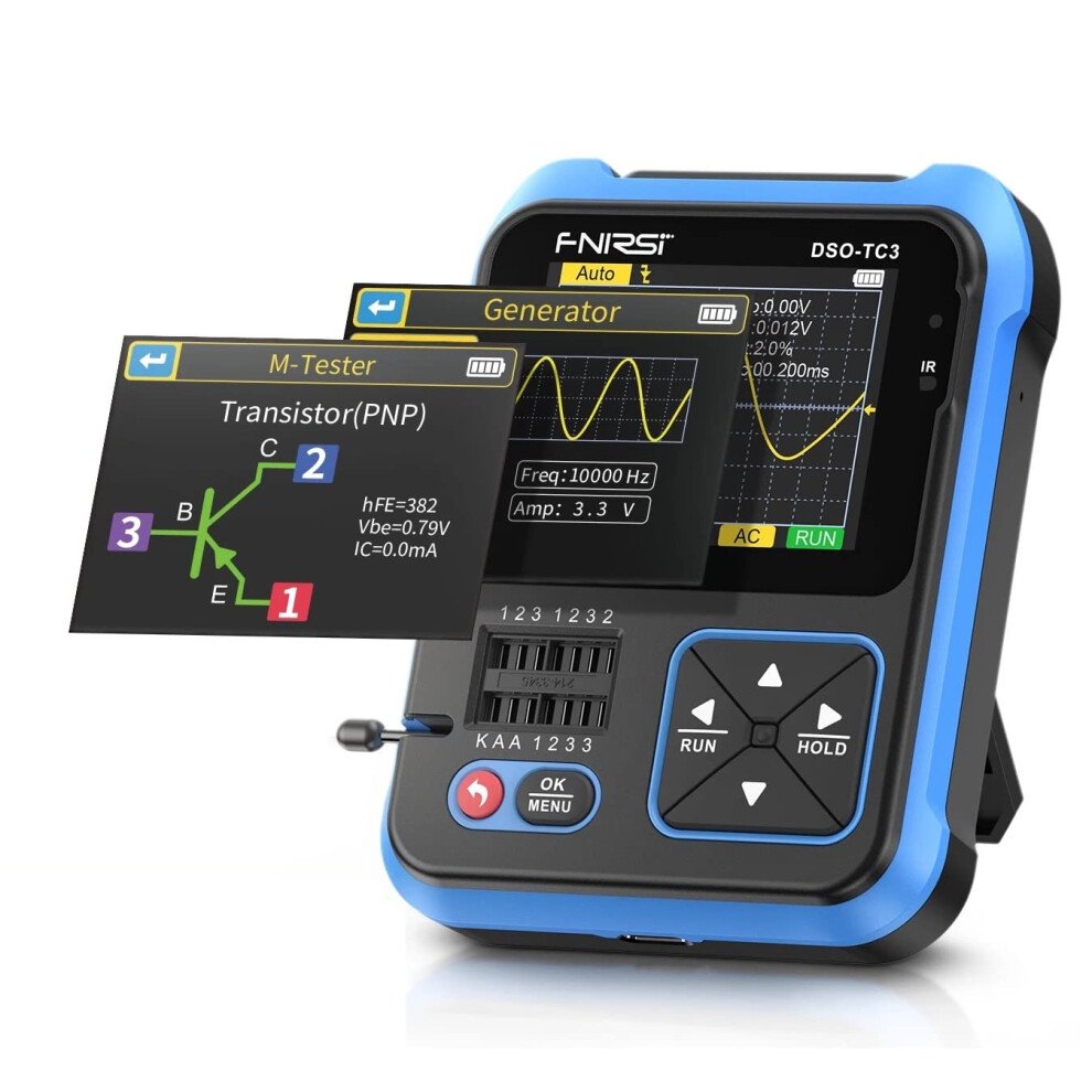 Dsotc3 3In1 Oscilloscope Multimeter, 500Khz Digital Oscilloscope 6 Waveforms Signal Generator Transistor Tester, Fnirsi Oscilloscope Kit 9412369529466