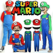 (L, Luigi Green Girl) Super Mario Luigi Cosplay Costume High Quality Adult Children