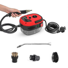 (AU Plug, Red) 2500W Portable Handheld Steam Cleaner High Temperature Pressurized Steam Cleaning Machine with Brush Attachment
