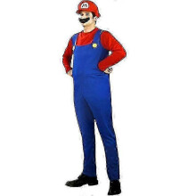 (S, Mario Red Men) Super Mario Luigi Cosplay Costume High Quality Adult Children
