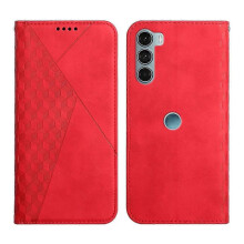 (Red) Diamond Splicing Skin Feel Magnetic Leather Phone Case for Motorola Moto G200 5G Edge S30