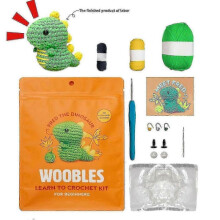 (Dinosaur) Woobles Learn To Crochet Kit, DIY Crochet Stuffed Animal Crochet Kit for Beginners 25-26s