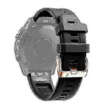 (Black) 20mm Rose Gold Silicone Replacement Band with Premium Buckle for Garmin Fenix 6S Pro