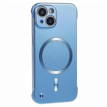 (Blue) MagSafe Compatible Hard PC Case for iPhone 15 Frameless Protective Phone Cover