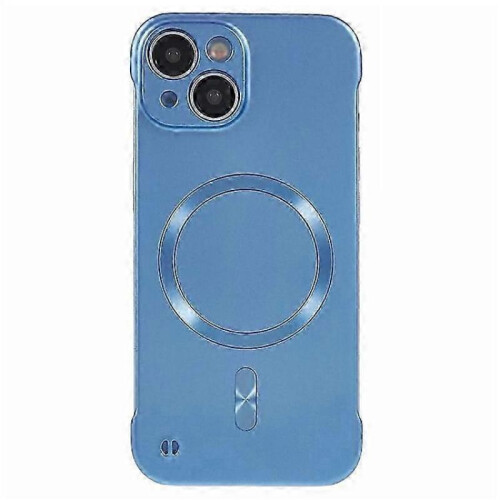 (Blue) MagSafe Compatible Hard PC Case for iPhone 15 Frameless Protective Phone Cover 2