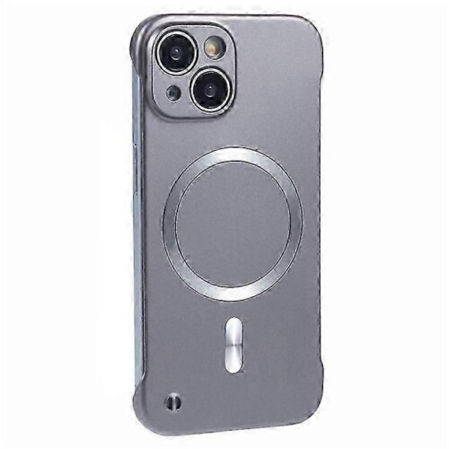 (Grey) MagSafe Compatible Hard PC Case for iPhone 15 Frameless Protective Phone Cover