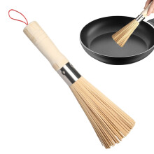 Wok Brush, Wok Cleaning Brush Wood Wok Scrub Brush With Hangable Loop, Nonscratching Washing Tools for Cast Iron Care, or Commercial Use Ref: 6917