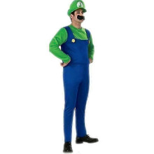 (S, Luigi Green Men) Super Mario Luigi Cosplay Costume High Quality Adult Children