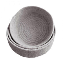 (S, Gray) Woven Style Storage Basket Elliptical Cotton Rope Bin Organizer For Home Office Small Items Machine Washable New