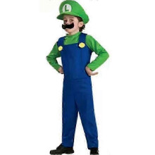 (L, Luigi Green Boy) Super Mario Luigi Cosplay Costume High Quality Adult Children