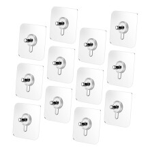 Selfadhesive screw hooks for wall mounting, nonmarking, transparent, ideal for picture frames, kitchen and decoration panels with long screws