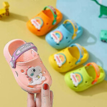 (22-23, sky blue) Kids Summer Slippers Cute Dinosaur Design Soft Sole Anti-Slip Sandals