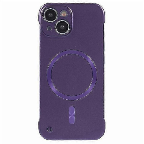 (Purple)MagSafe Compatible Hard PC Case for iPhone 15 Frameless Protective Phone Cover 2