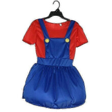 (M, Mario Red Girl) Super Mario Luigi Cosplay Costume High Quality Adult Children