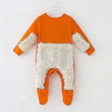 (90cm, Orange White) Baby Boys Girls Cleaning Mop Romper Baby Mop Clothes Long Sleeve Crawling Clothes Jumpsuit Cotton Infant Mop Suit GuanGuan