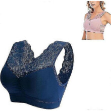 (XL, Blue) Anti-saggy Breasts Bra, Nula Bras Anti Sagging,plus Size Lace Breathable Sleep Sports Bra Wirefree Anti Sagging Bra
