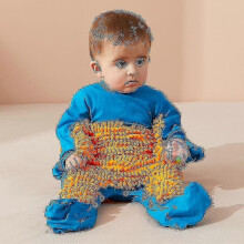 (80cm, Bule Orange) Baby Boys Girls Cleaning Mop Romper Baby Mop Clothes Long Sleeve Crawling Clothes Jumpsuit Cotton Infant Mop Suit GuanGuan