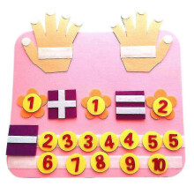 (pink) Mathematics Addition And Subtraction Felt Board Finger Digital Counting Toys Children's Teaching Aids Baby Early Education Learning G