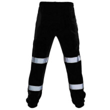 (XL, Black) Men Hi Vis Viz High Visibility Safety Work Pants Drawstring Trousers Jogging Bottoms
