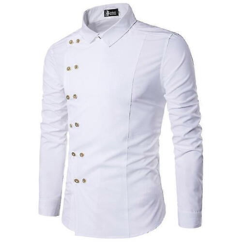 (M)Men`s Long Sleeve Slim Fit White Shirt