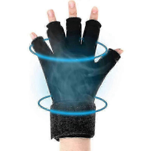 (Black) Finger Arthritis Compression Ice Glove for Pain Relief, Reusable Gel Cold Pack
