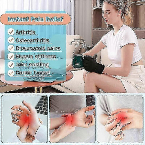 (Black) Finger Arthritis Compression Ice Glove for Pain Relief, Reusable Gel Cold Pack 2