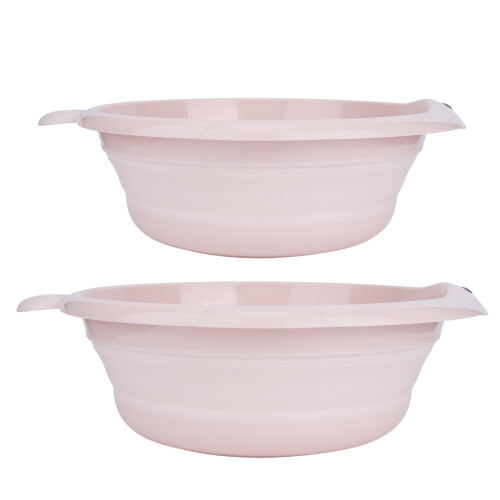 Quick-Drain Collapsible Basins, Space Saving Stackable For Kitchen And Bathroom, Microwave Safe, Portable Travel Bathroom Accessories (2PCS) 2