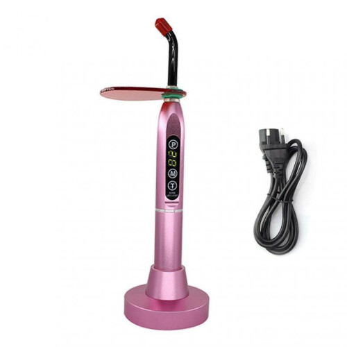 (EU plug,Pink)Dentals LED Curing Light Lamp Machine High Brightness Dentals Curing Lamp for Dentals Prosthesis