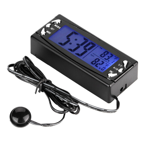 Θερμόμετρο αυτοκινήτου LCD 12V με λειτουργία αναβολής συναγερμού, εμφανίζει 1