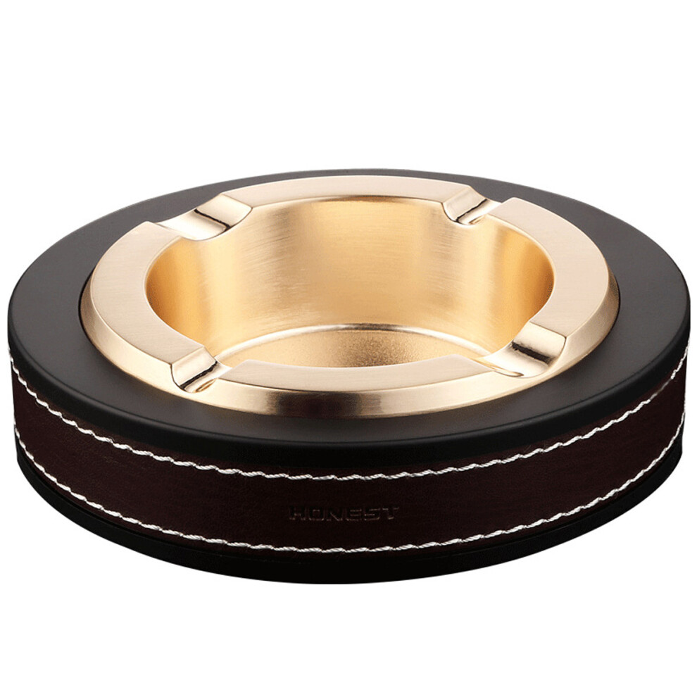 Vintage Brass and Wooden Ashtray, Solid Metal Cigar Ashtray for Decorative Smoker'S Ashtray, Leather Stainless Steel Ashtray Adding Elegance to Your H-image-OPC-PNW8M79-NEW