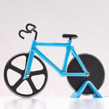 (Blue) Stainless Steel Pizza Cutter Bicycle Shaped Wheel Bicycle Roller Pizza Chopper Pizza Cutting Knife Kitchen Pizza Tools