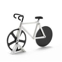 (White) Stainless Steel Pizza Cutter Bicycle Shaped Wheel Bicycle Roller Pizza Chopper Pizza Cutting Knife Kitchen Pizza Tools