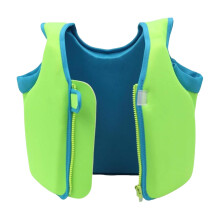 Child life jacket, swimming practice jacket for swimming lessons, swimming aid for children aged 4–12, adjustable, zipper Green XL