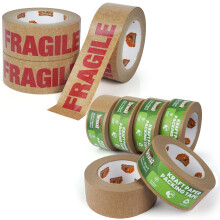 Fragile Tape Kraft Paper Tape 2Inch x 55Yard x 3RollsRecyclable Paper Packing Tape 2inch x 55yards x 6Rolls