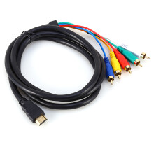 Adaptér HDMI na 5R/CA audio/video, komponentný kábel HDMI samec na 5RCA/5F s optimálnym prenosom signálu, široká kompatibilita pre HDTV, DVD
