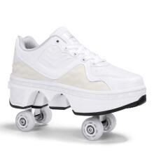 Roller Skates for Women, 4 Wheels Men's Ice Skates, Leather Roller Shoes for //Women/Unisex Indoor/Outdoor, White38 White 38