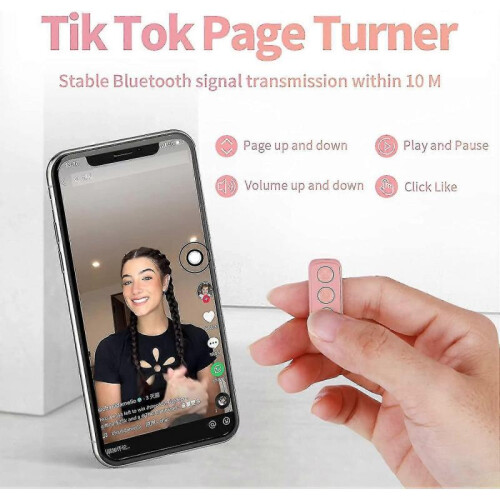 (pink) Fingertip Bluetooth Remote Control, Wireless Page Turner With Charging Case Compatible With Iphone Android Ipad Cell Phone 1