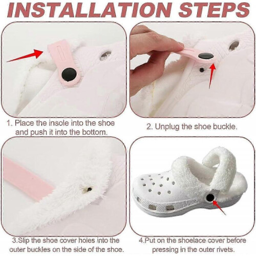 (46-47)For Crocs Replacement Insoles with Fluffy Fur Lining, Winter Clogs Short Plush Removable Liners with Lace Covers 2