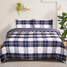 (Blue, Single(135x200cm)) Luxury 3 Piece Duvet Cover Set 400GSM Microfiber