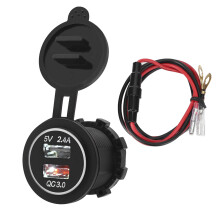 Chargeur de voiture à double port USB avec puce de charge intelligente Quick Charge, charge rapide, résistant à la chaleur, au froid et à