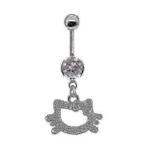 (A3) 1 Pcs Belly Button Ring For Women Trendy Pink Butterfly Cute Cat Design Sexy Fashion Navel Rings Stainless Steel Piercing Jewelry-Good 25-26